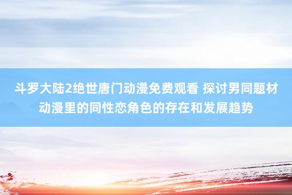 斗罗大陆2绝世唐门动漫免费观看 探讨男同题材动漫里的同性恋角色的存在和发展趋势